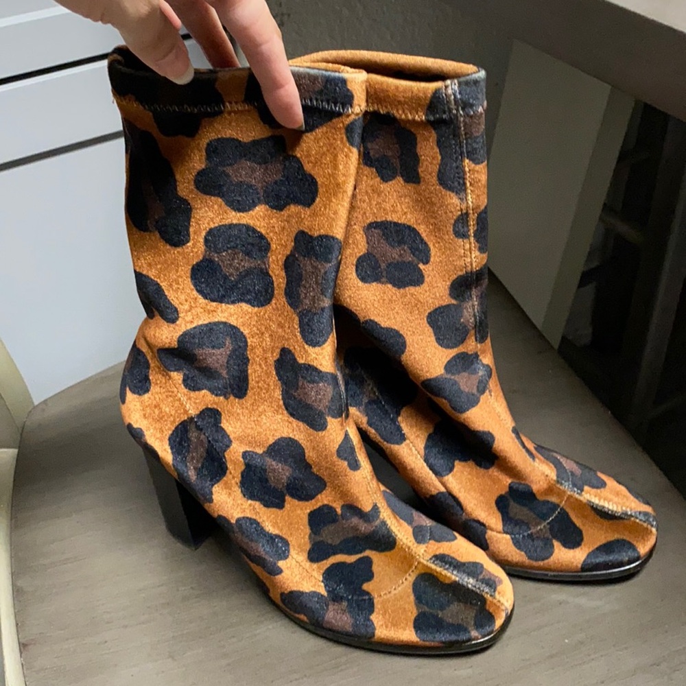 Topshop Leopard Sock Boots
